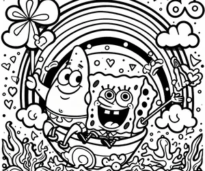 Dibujo de Bob esponja y Patricio para colorear