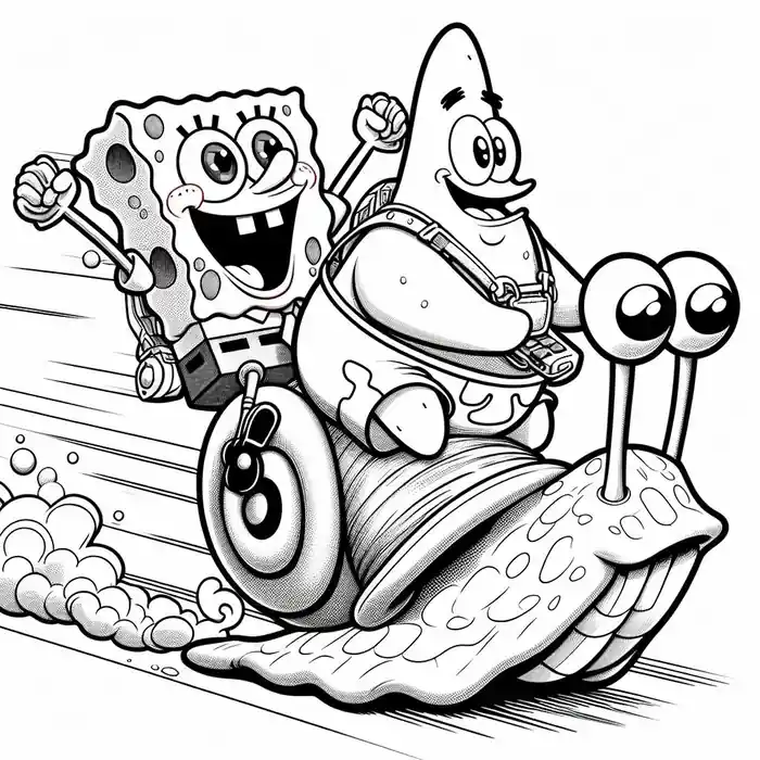 Dibujo De Bob Esponja Y Patricio Carrera De Caracoles Para Colorear