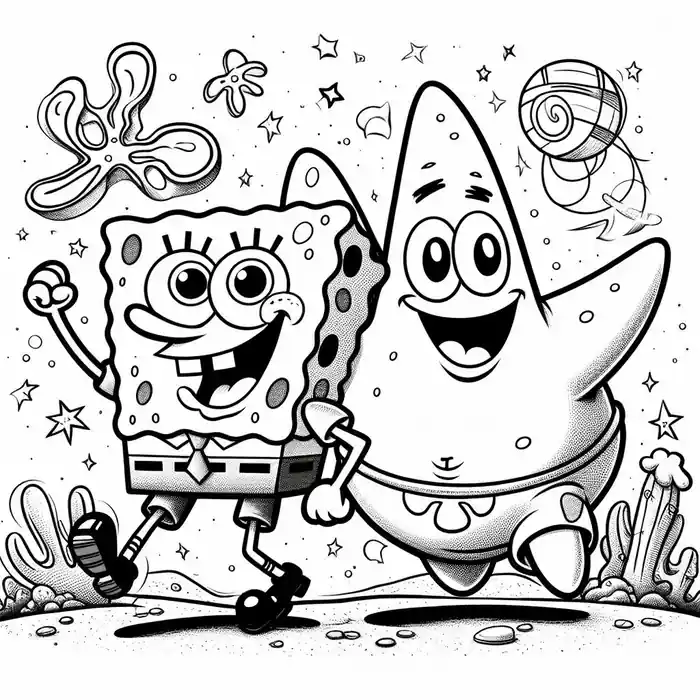 Dibujo De Bob Esponja Y Patricio Paseando Para Colorear