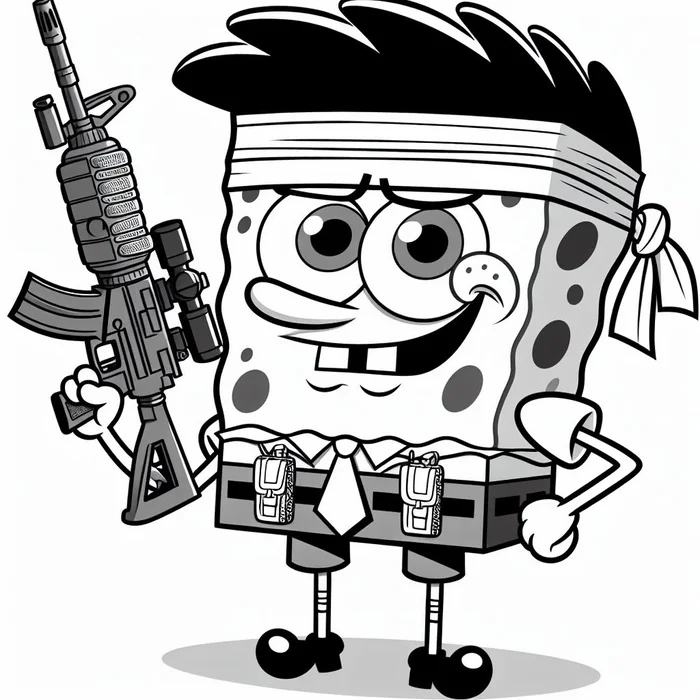 Imagen de Bob Esponja Rambo para colorear