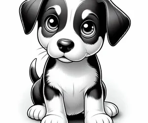 Dibujo de cachorros negro y blanco para colorear