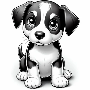 Dibujo de cachorros negro y blanco para colorear