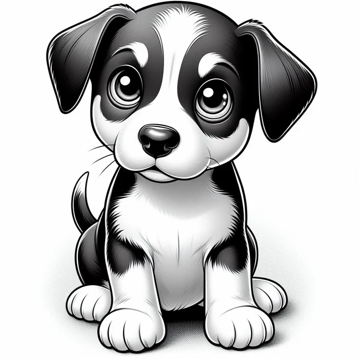 imagen de cachorros negro y blanco para colorear