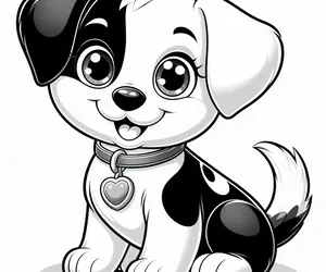 Imagen de Perrito con collar para colorear