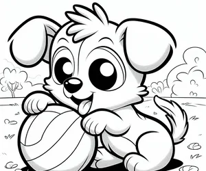 Imagen de Perritos jugando para colorear