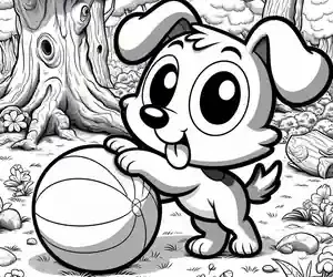 Imagen de Perrito con pelota para colorear