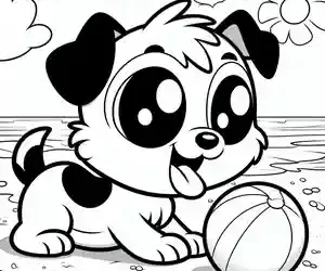 Imagen de Perrito en la playa para colorear