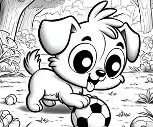 Imagen de Perrito futbol para colorear