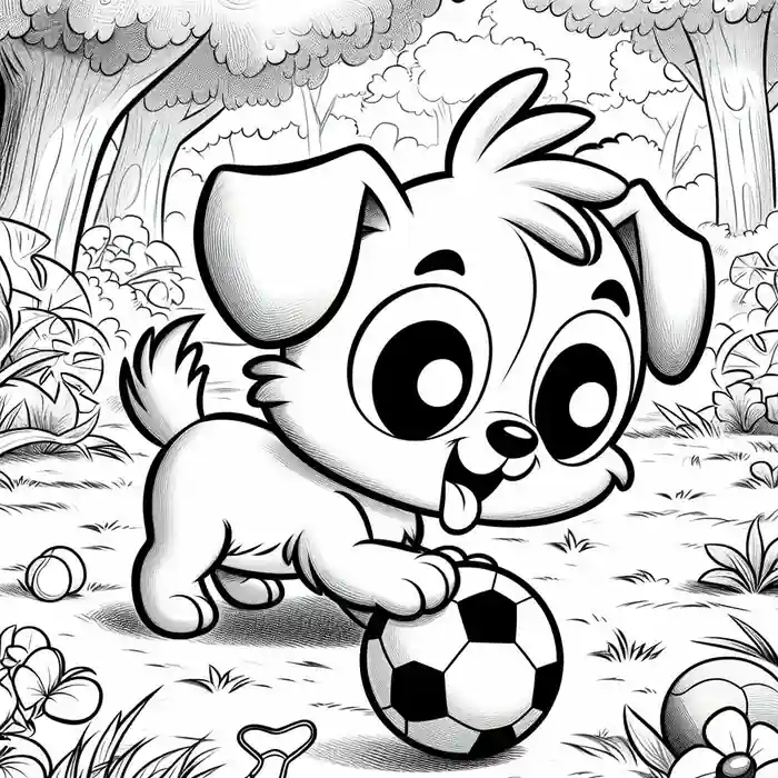 Dibujo de Perrito futbol para colorear