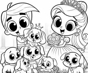 Imagen de Perrito en Familia para colorear