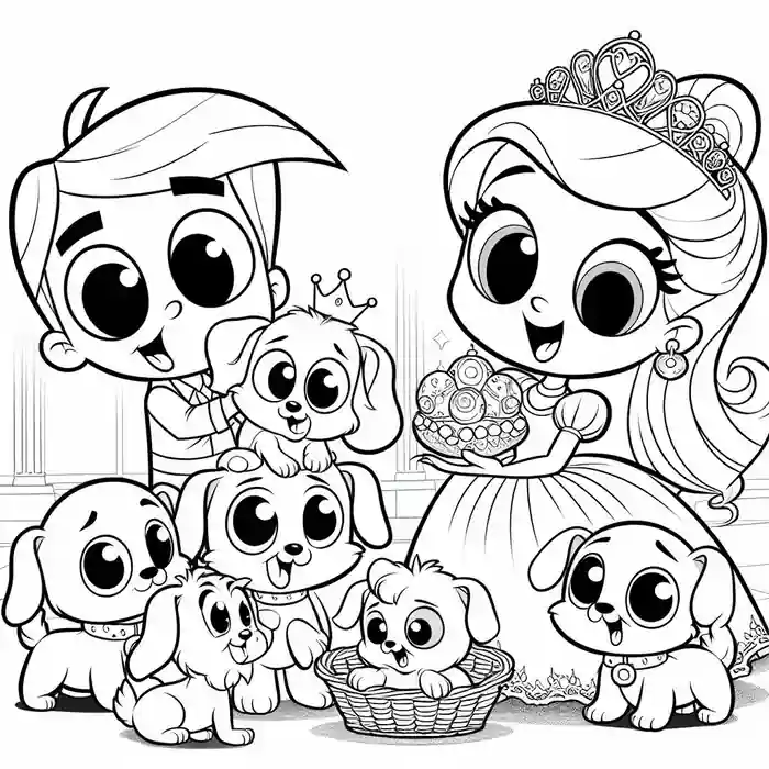 dibujo-de-perrito-en-familia-para-colorear