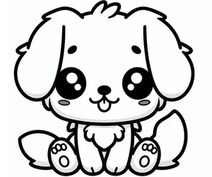 Dibujo de Perrito kawaii para colorear