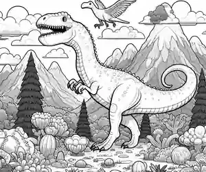Dibujos de Dinosaurios y Montañas para colorear