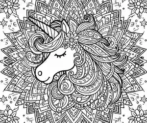 Mandala con Unicornios para colorear