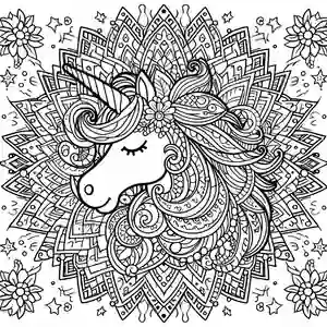 Mandala con Unicornios para colorear