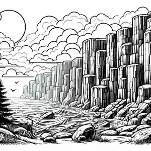 Dibujo de Paisaje de Acantilados y Rocas para colorear