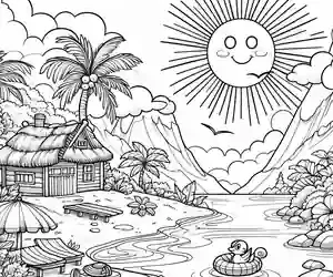 Paisaje flotador para colorear