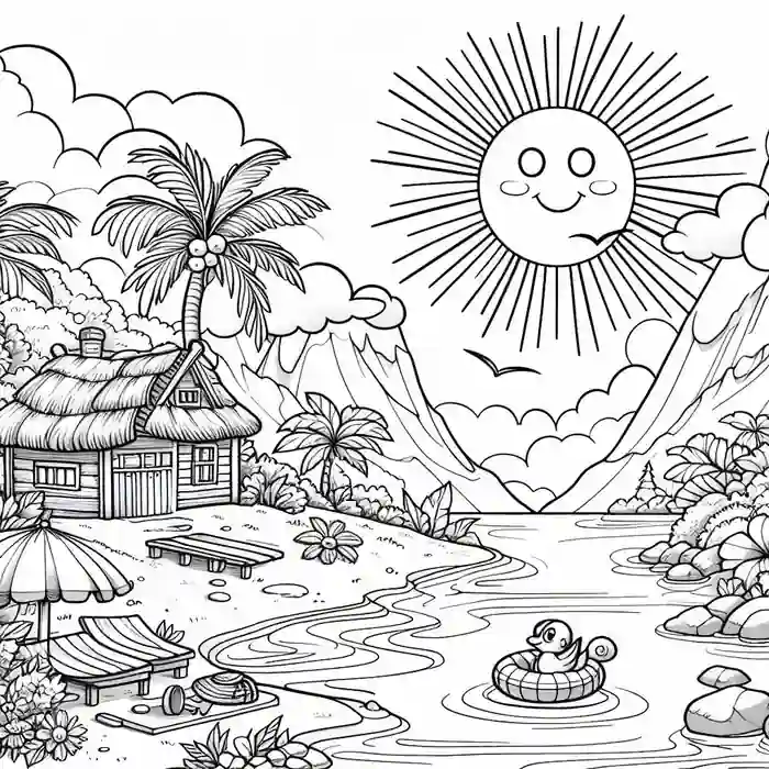 Dibujo de Paisaje flotador para colorear