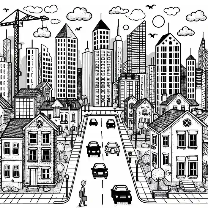 Dibujo de Calles y edificios para colorear