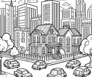 Imagen ciudad y coches para pintar