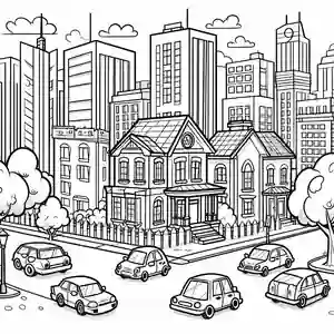 Imagen ciudad y coches para pintar