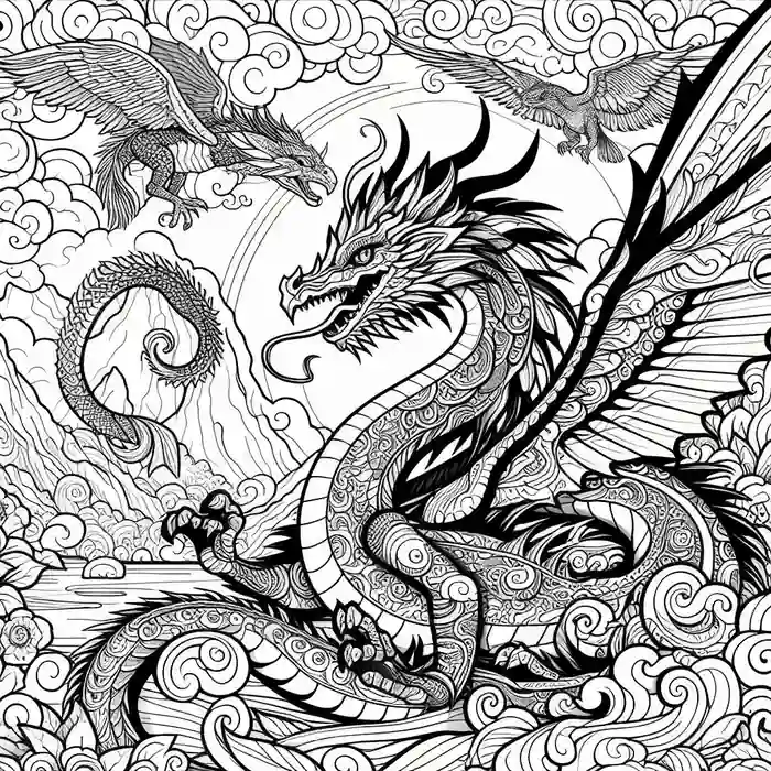 Imagen de dragón difícil para pintar