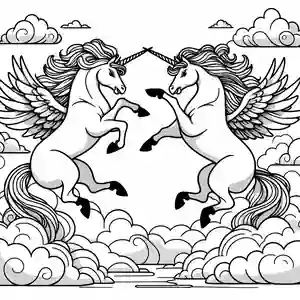 Dibujo de pelea de unicornios para colorear