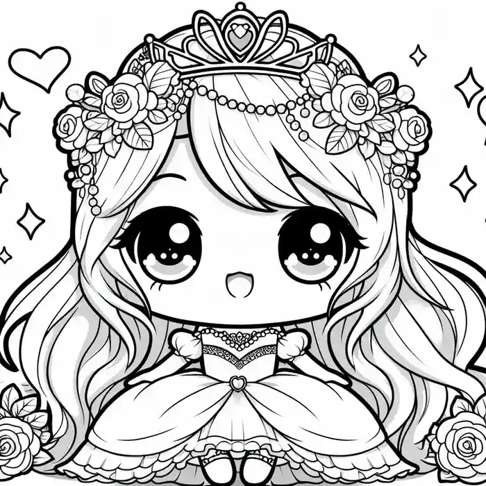 Imagen de Princesa estilo kawaii para pintar