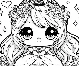 Dibujo de princesa kawaii para colorear