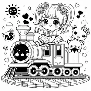 Imagen niña en tren para pintar