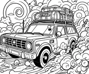 Imagen carro con equipaje para pintar