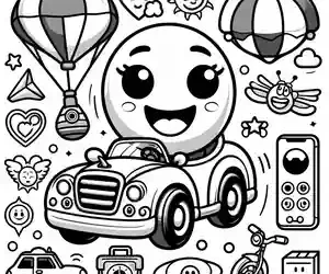 Imagen carro con emoticonos para pintar