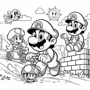 Imagen de Mario Bros con seta carro para pintar