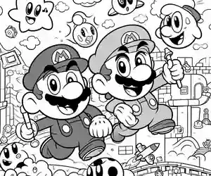 Imagen de Mario Bros jugando a fútbol para colorear