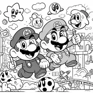 Imagen de Mario Bros jugando a fútbol para colorear