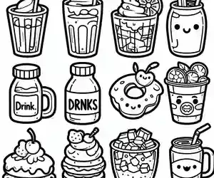 Imagen de Bebidas y Postres para pintar