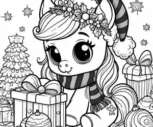 Imagen de Unicornio con regalos para pintar