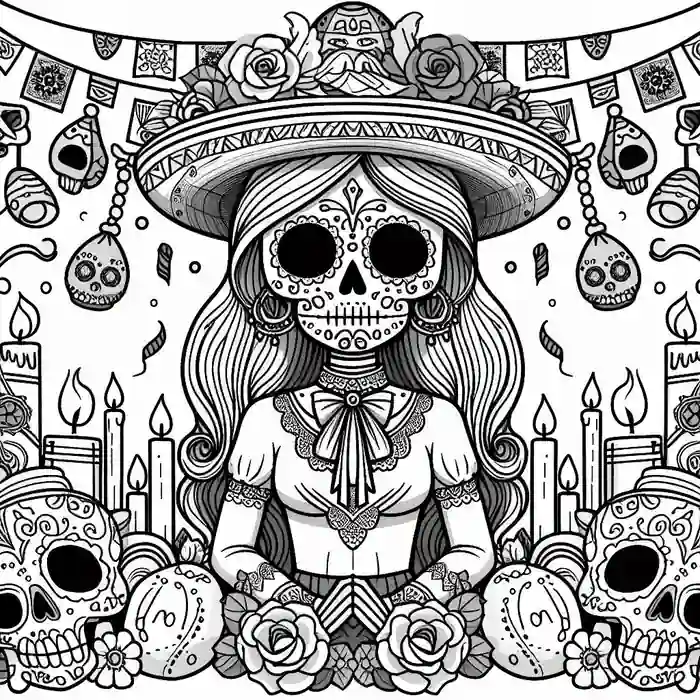 Dibujo festividad de los muertos 