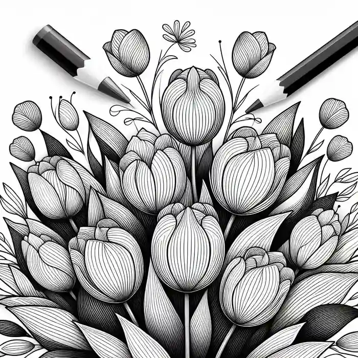 Dibujo de tulipanes para pintar