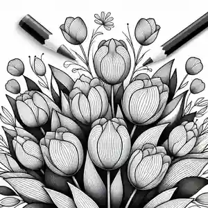 Imagen de tulipanes para colorear