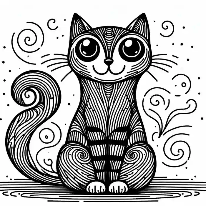 Dibujo de gato dot art para colorear