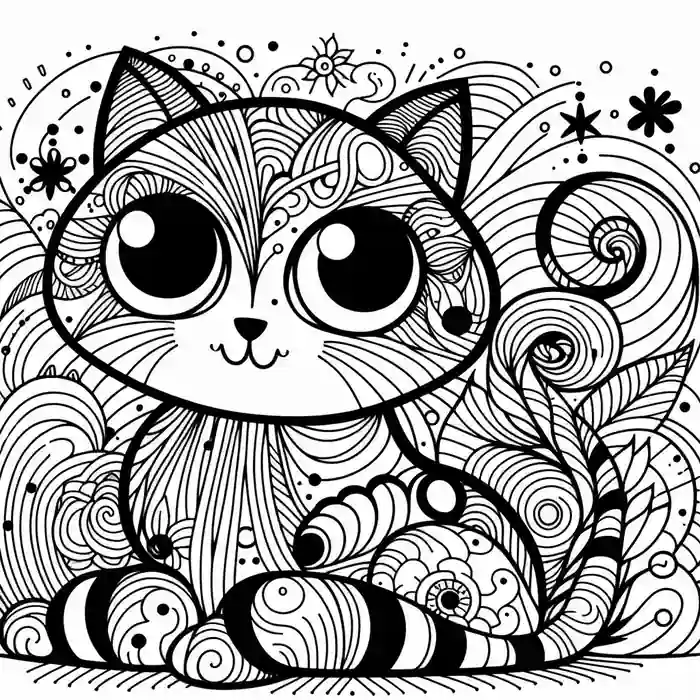 Dibujo de gatito abstracto para colorear