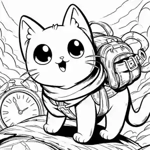Imagen de gatito aventurero para pintar