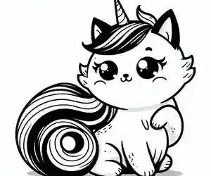 Imagen de gatito unicornio para pintar