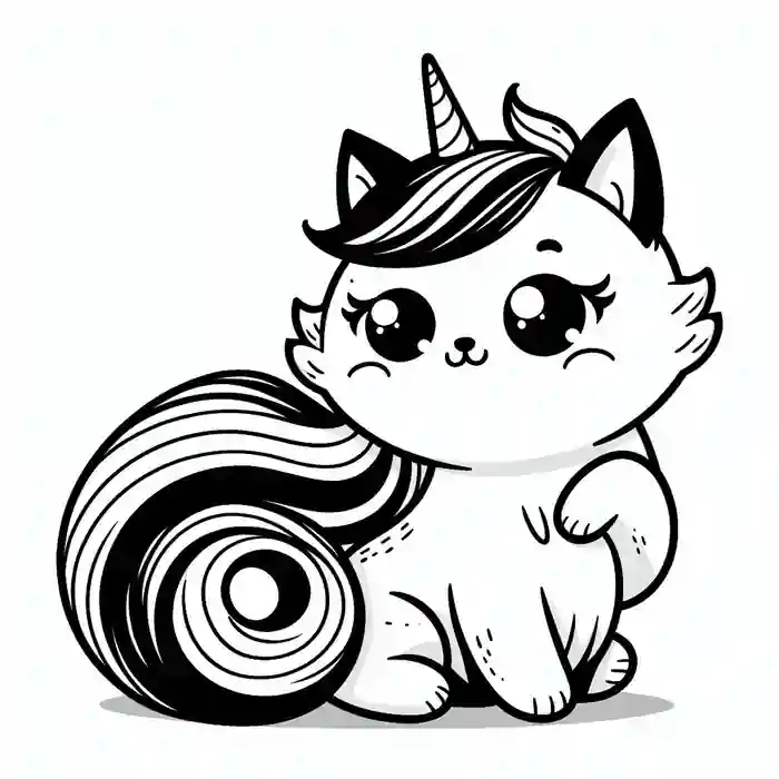 Dibujo de gatito unicornio para colorear