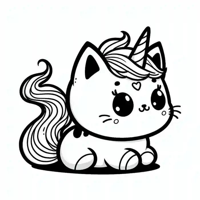 Imagen de Gato con cuerno de unicornio para colorear