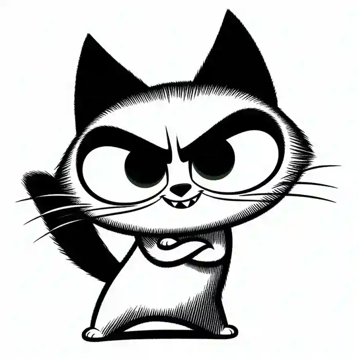 Imagen de gatito enfadado para pintar