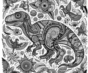 Imagen de mandala de dinosaurio para pintar