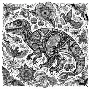 Imagen de mandala de dinosaurio para pintar