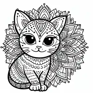 Imagen Mandala con gatito para pintar